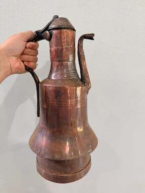 19th Islamic Copper Vessel Antique Handmade Copper Pitcher 1800s Pitcher Vintage